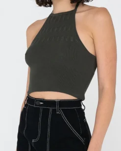 Laura Halter Crop Knit Top | Rusty Hot