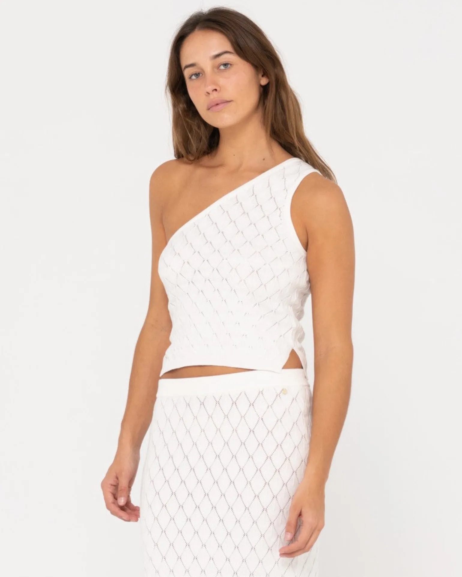 Leo One Shoulder Knit Top | Rusty New