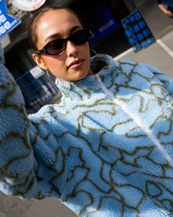 Low Tides Printed Zip Through Sherpa Fleece | Rusty Flash Sale