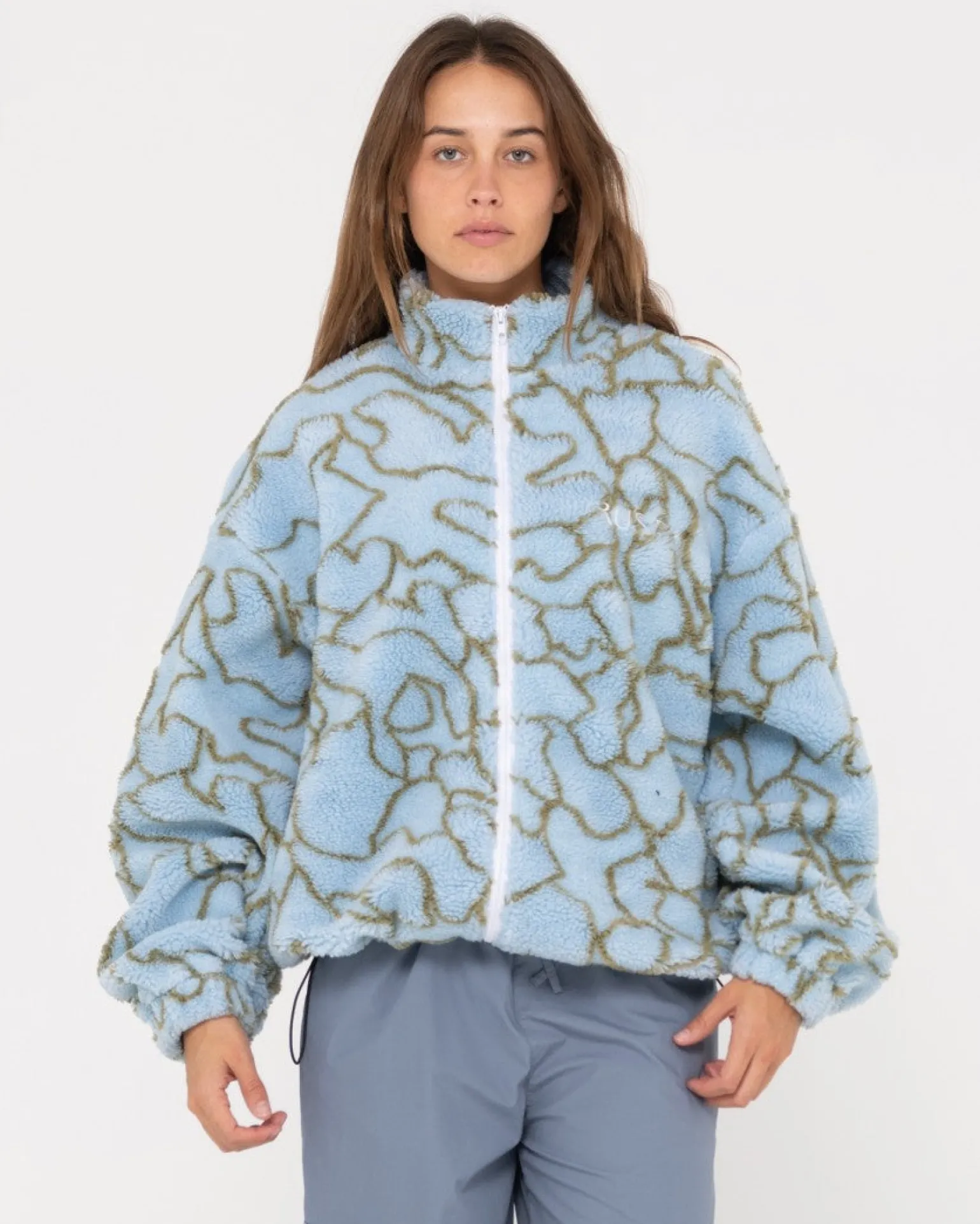 Low Tides Printed Zip Through Sherpa Fleece | Rusty Flash Sale