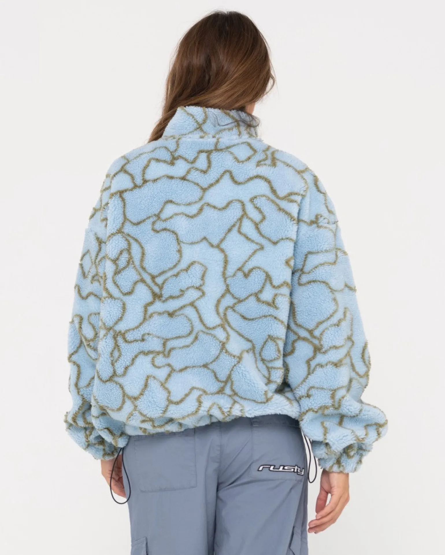 Low Tides Printed Zip Through Sherpa Fleece | Rusty Flash Sale