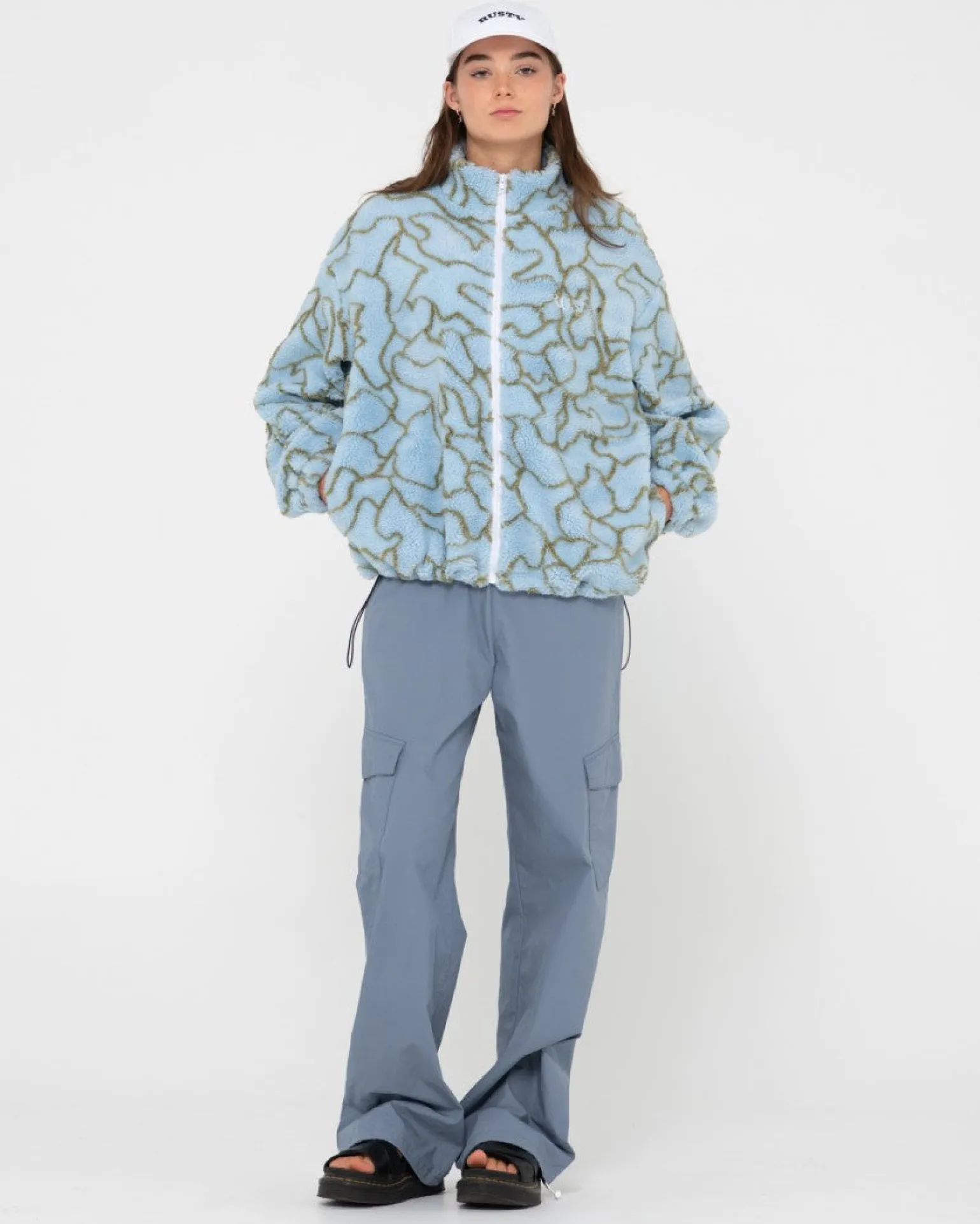Low Tides Printed Zip Through Sherpa Fleece | Rusty Flash Sale