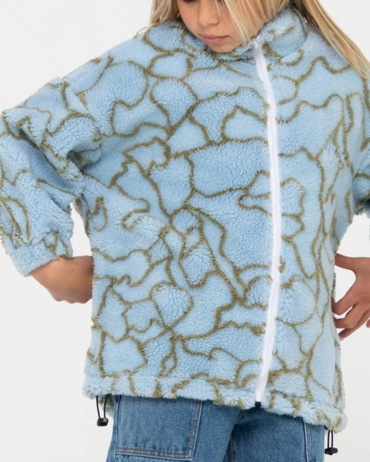 Low Tides Zip Through Sherpa Fleece Girl | Rusty Cheap
