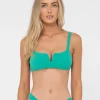 Lucky Rib Towelling V Neck Bralette Bikini Top | Rusty Cheap