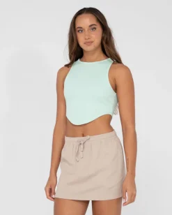 Lucy Curved Crop Tank Top | Rusty Discount