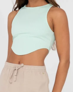 Lucy Curved Crop Tank Top | Rusty Discount