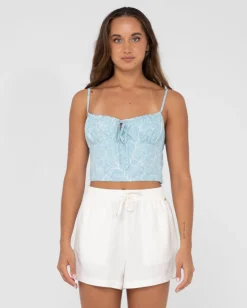 Maia Printed Cropped Cami Top | Rusty Clearance