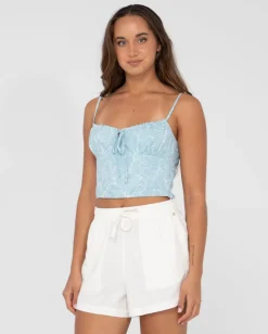 Maia Printed Cropped Cami Top | Rusty Clearance