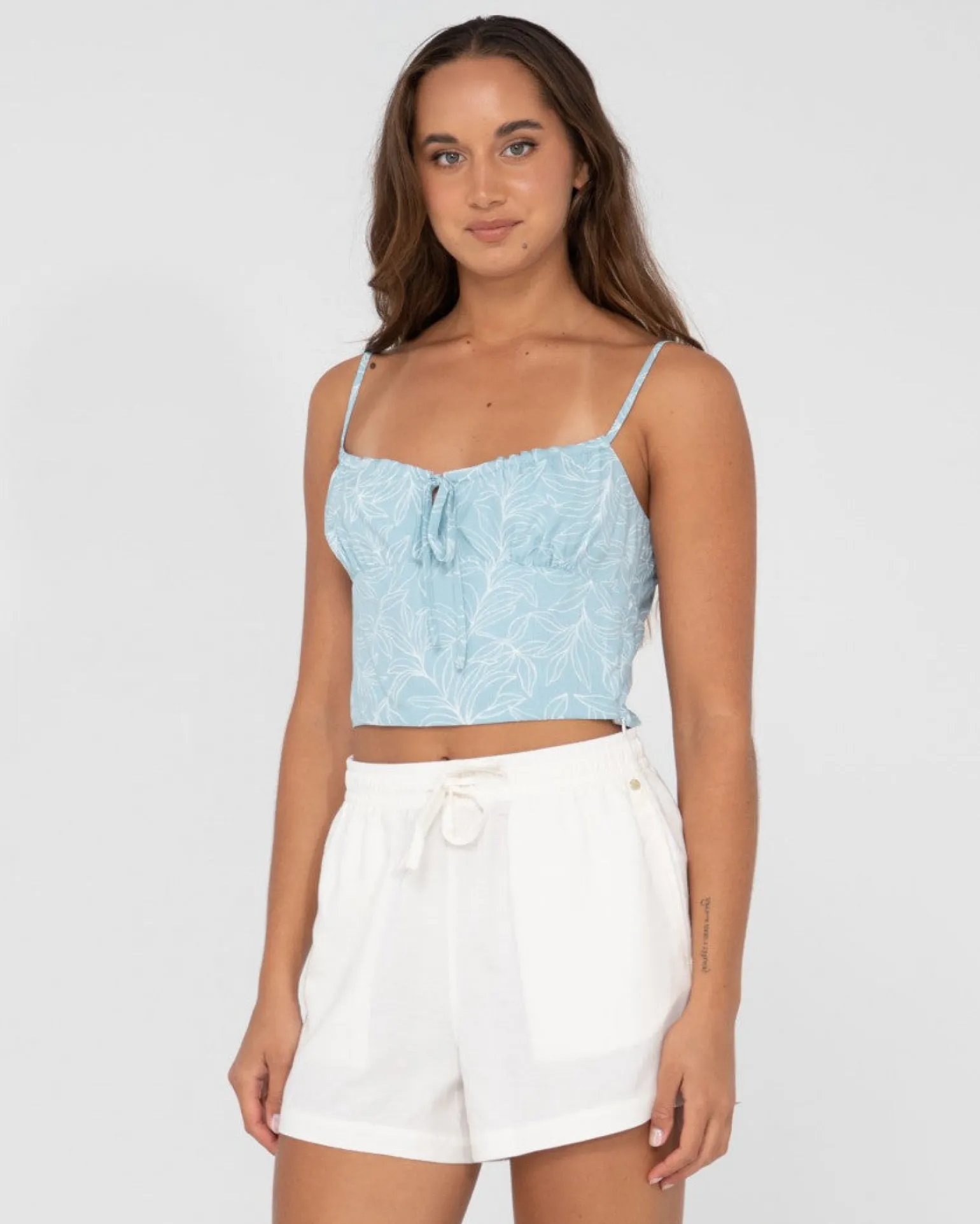 Maia Printed Cropped Cami Top | Rusty Clearance
