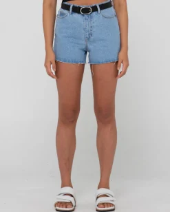 Malta High Waisted Frayed Denim Short | Rusty Hot