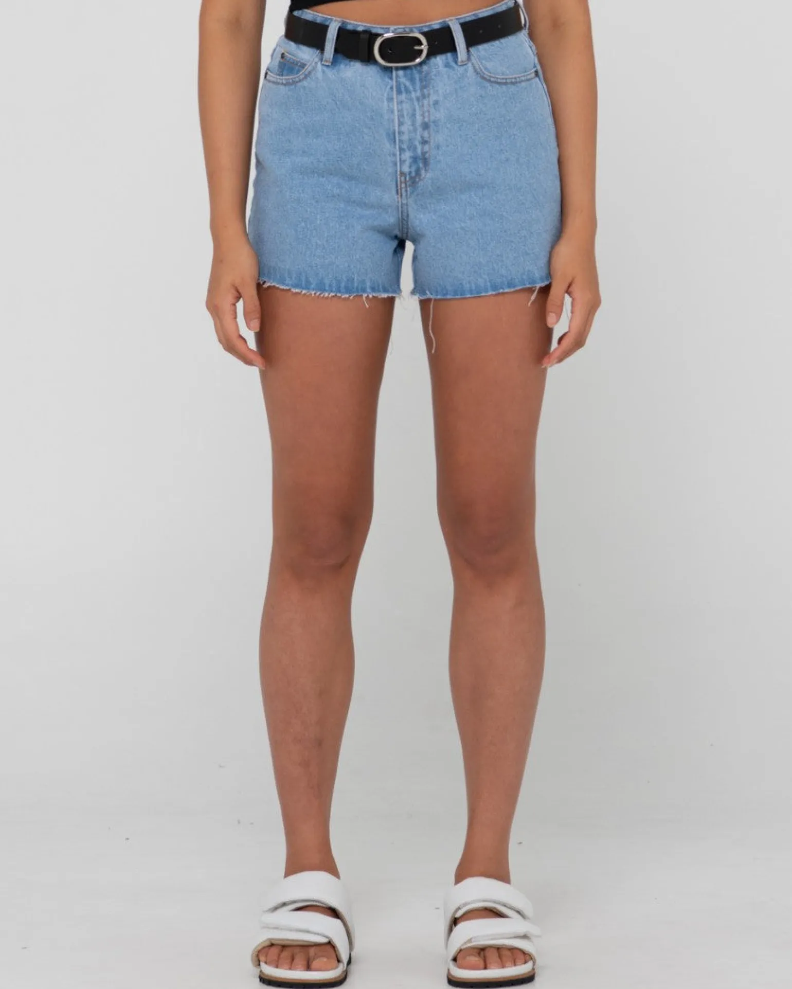 Malta High Waisted Frayed Denim Short | Rusty Hot