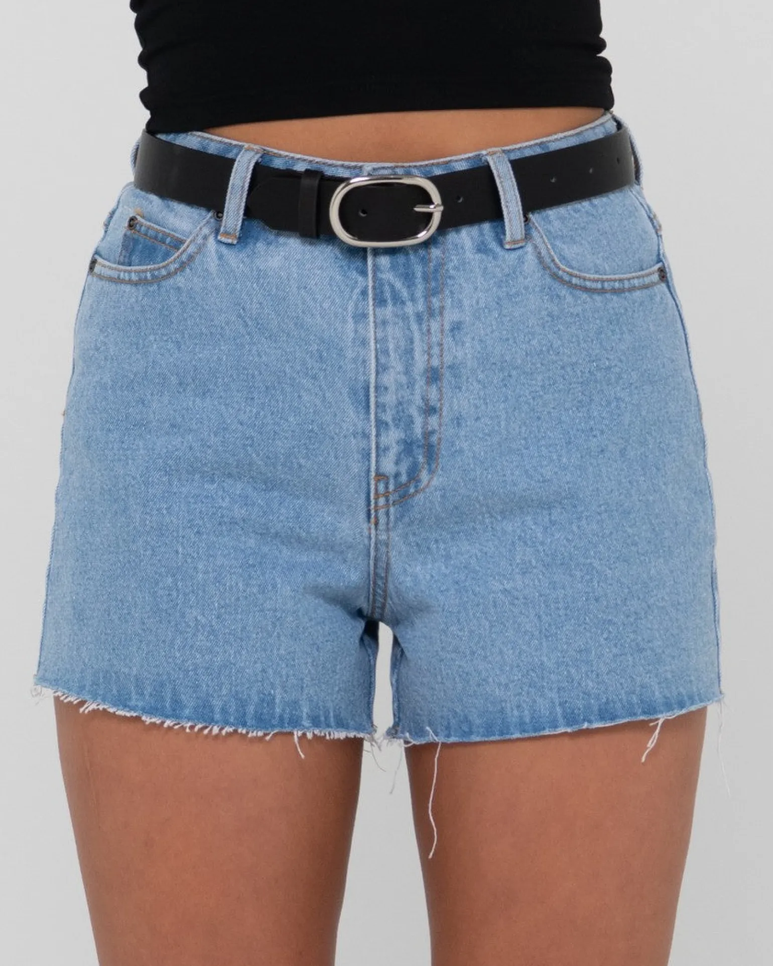 Malta High Waisted Frayed Denim Short | Rusty Hot