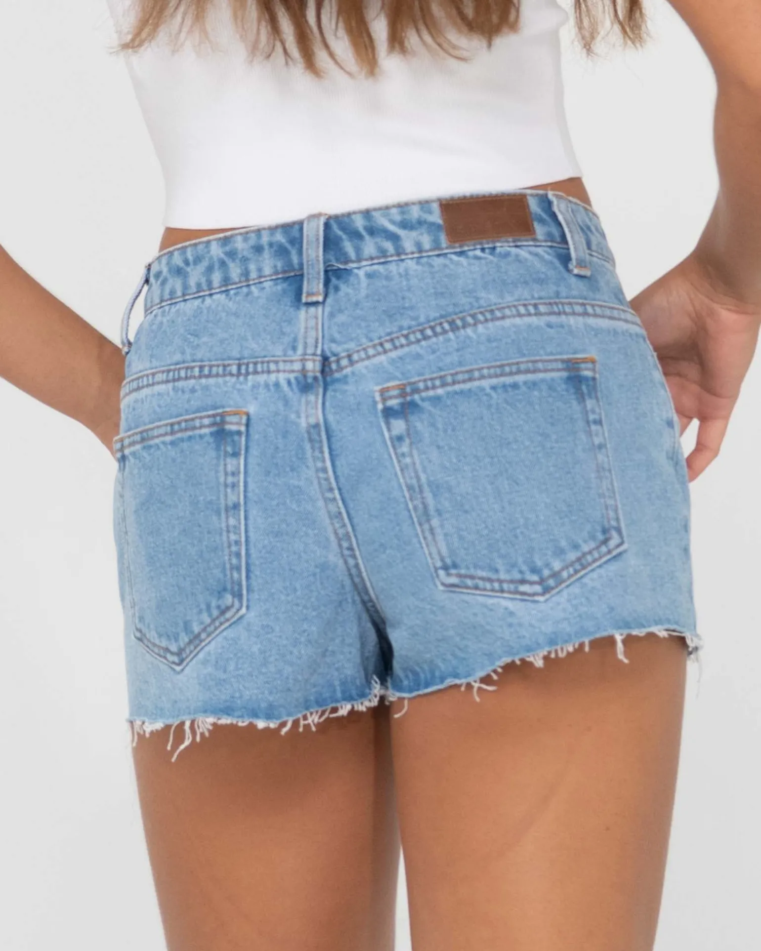 Malta Low Rise Frayed Denim Short | Rusty Hot