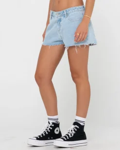 Malta Low Rise Frayed Denim Short | Rusty Online