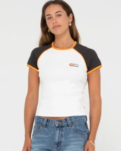 Mojo Dojo Ribbed Raglan Tee | Rusty Store