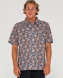 Mosaic Ramie Relaxed Fit Short Sleeve Shirt | Rusty Clearance