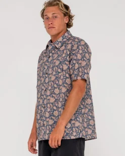 Mosaic Ramie Relaxed Fit Short Sleeve Shirt | Rusty Clearance