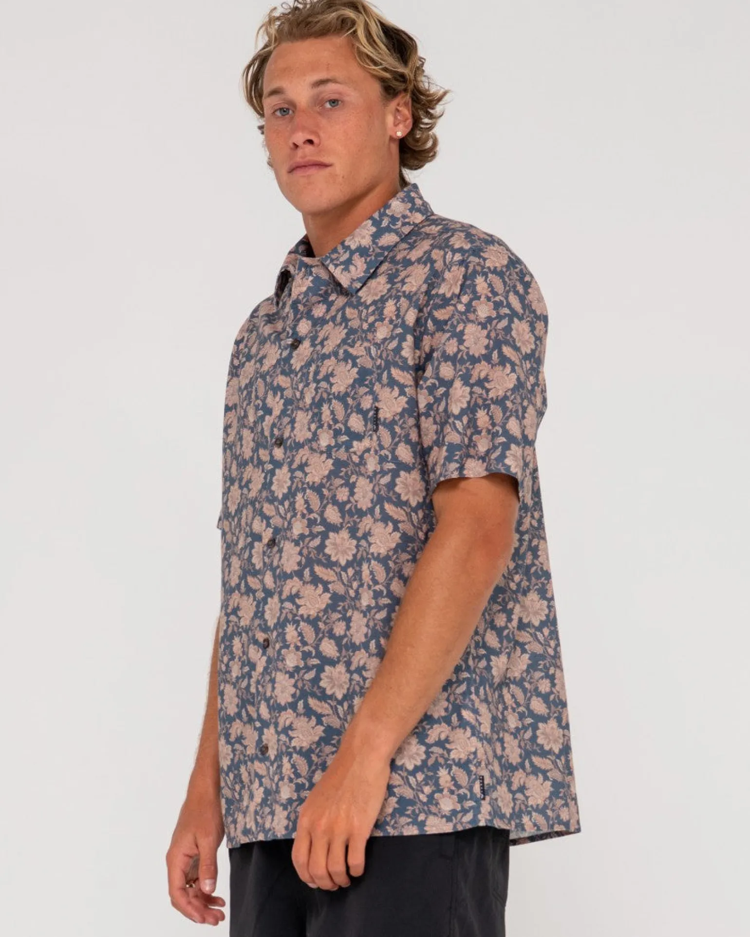 Mosaic Ramie Relaxed Fit Short Sleeve Shirt | Rusty Clearance
