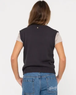 Nero Sleeveless Vee Neck Knit Vest | Rusty Hot