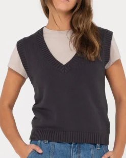 Nero Sleeveless Vee Neck Knit Vest | Rusty Hot