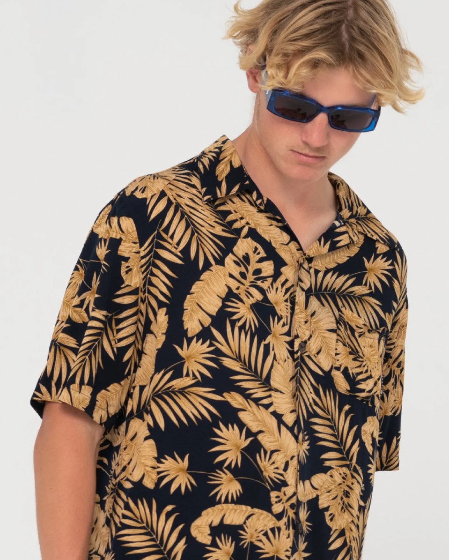 Night Swim Short Sleeve Printed Shirt | Rusty Hot