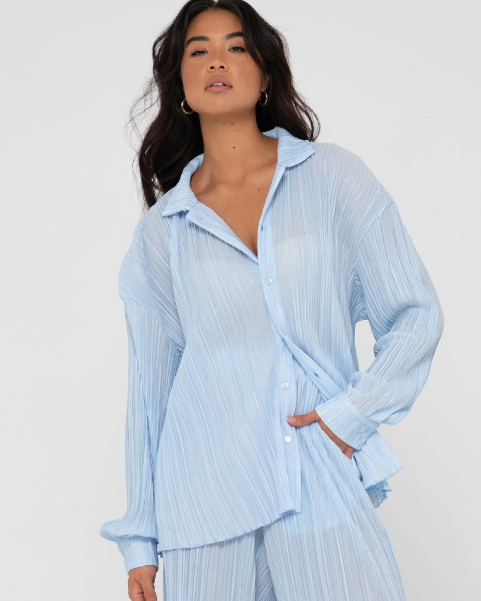 Nissi Long Sleeve Pleated Shirt | Rusty Cheap