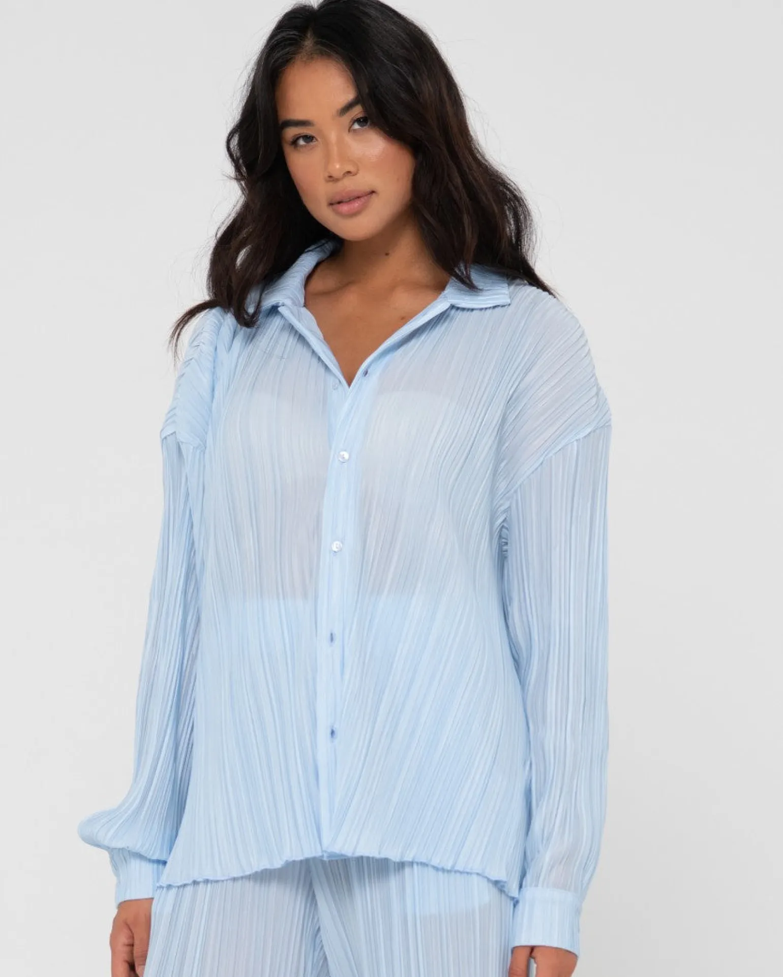 Nissi Long Sleeve Pleated Shirt | Rusty Cheap