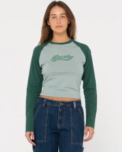 Norty Long Sleeve Raglan Baby Tee | Rusty Cheap