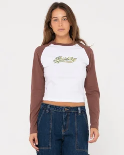 Norty Long Sleeve Raglan Baby Tee | Rusty Best Sale