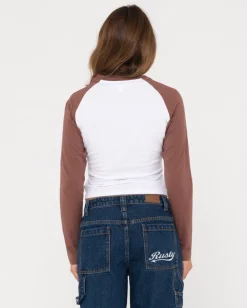 Norty Long Sleeve Raglan Baby Tee | Rusty Best Sale