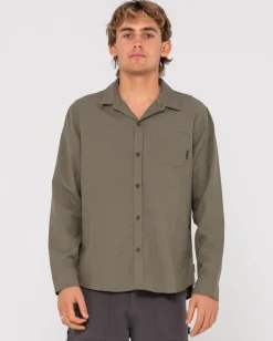 Overtone Long Sleeve Linen Shirt | Rusty Best