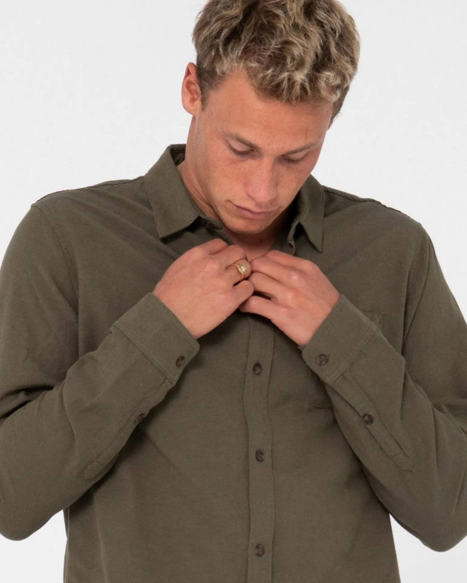 Overtone Long Sleeve Linen Shirt | Rusty Best