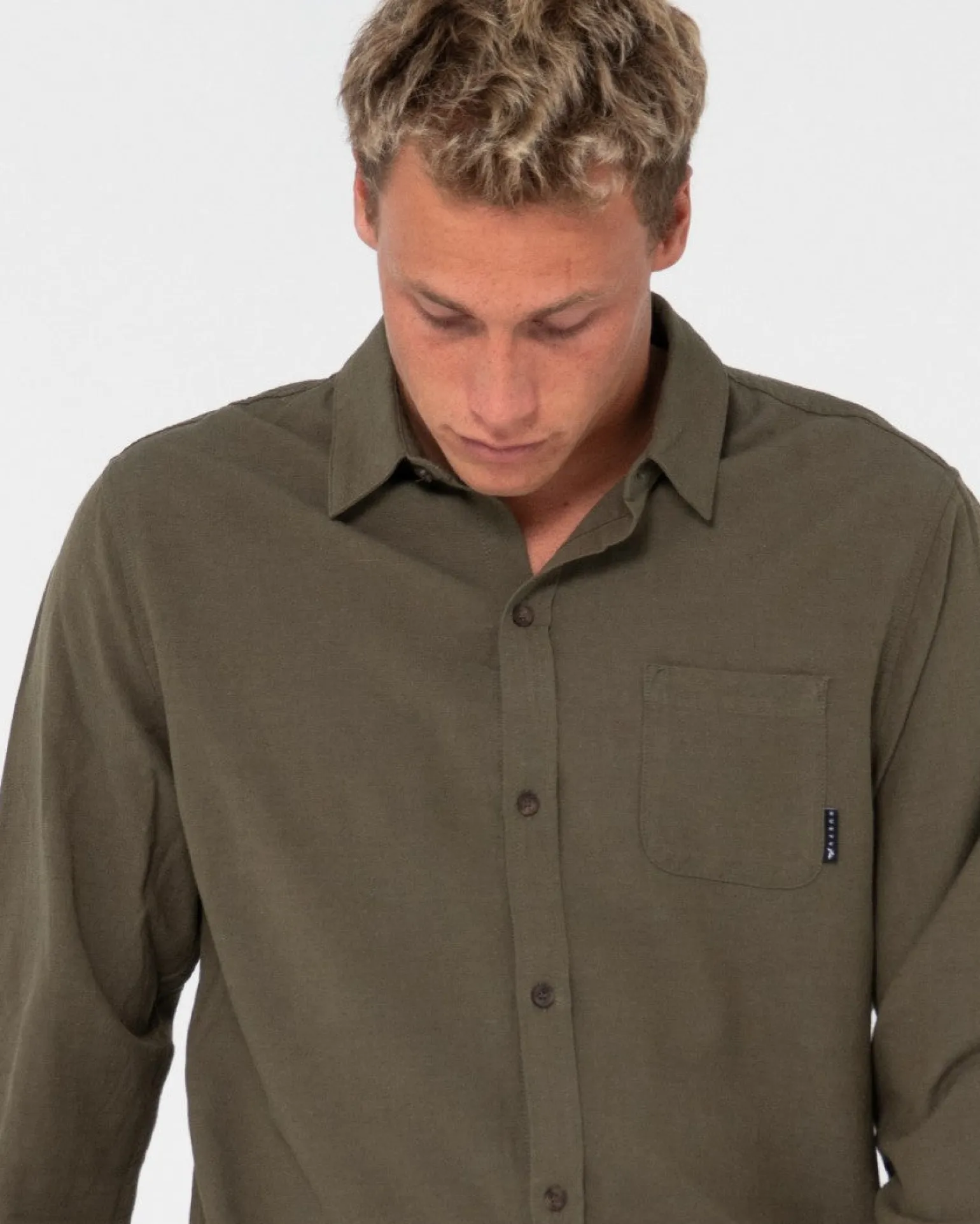 Overtone Long Sleeve Linen Shirt | Rusty Best