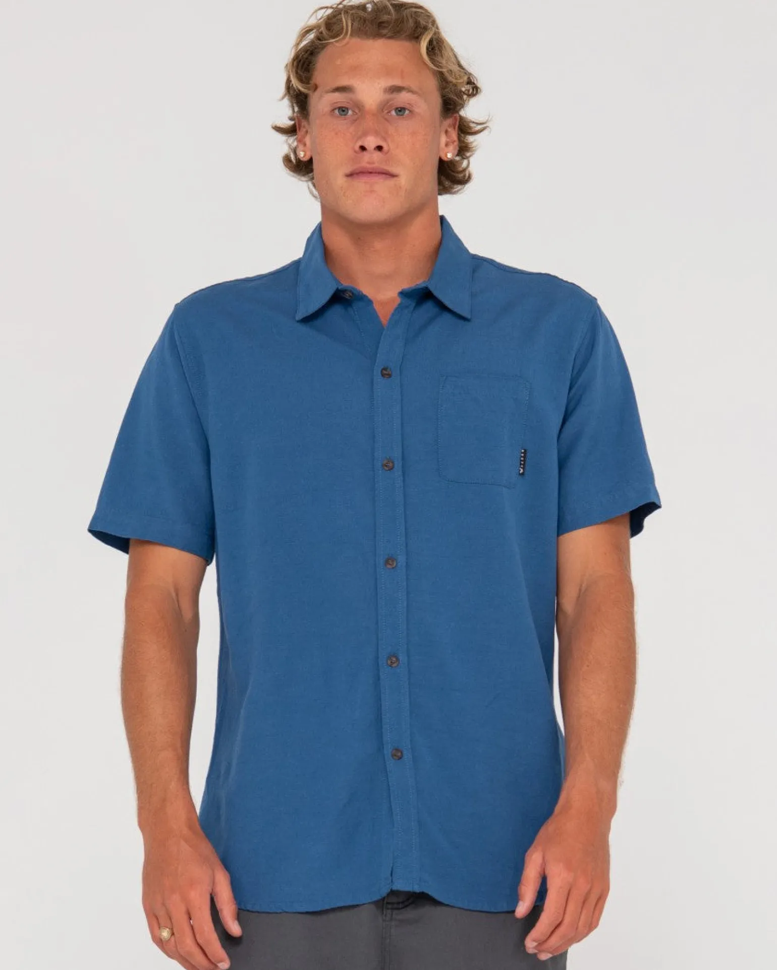 Overtone Short Sleeve Linen Shirt | Rusty Outlet