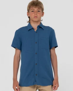 Overtone Short Sleeve Linen Shirt Boys | Rusty Cheap