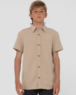 Overtone Short Sleeve Linen Shirt Boys | Rusty Flash Sale