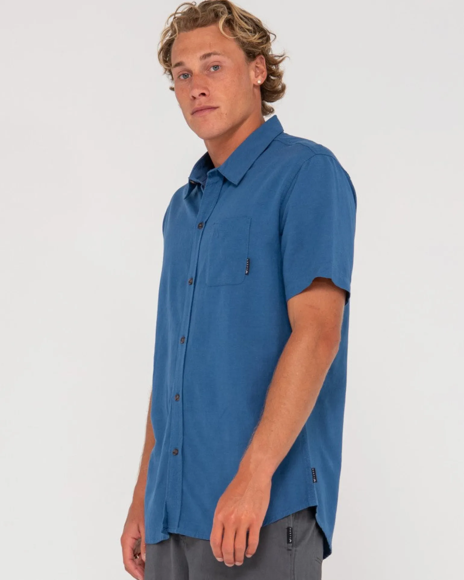 Overtone Short Sleeve Linen Shirt | Rusty Outlet