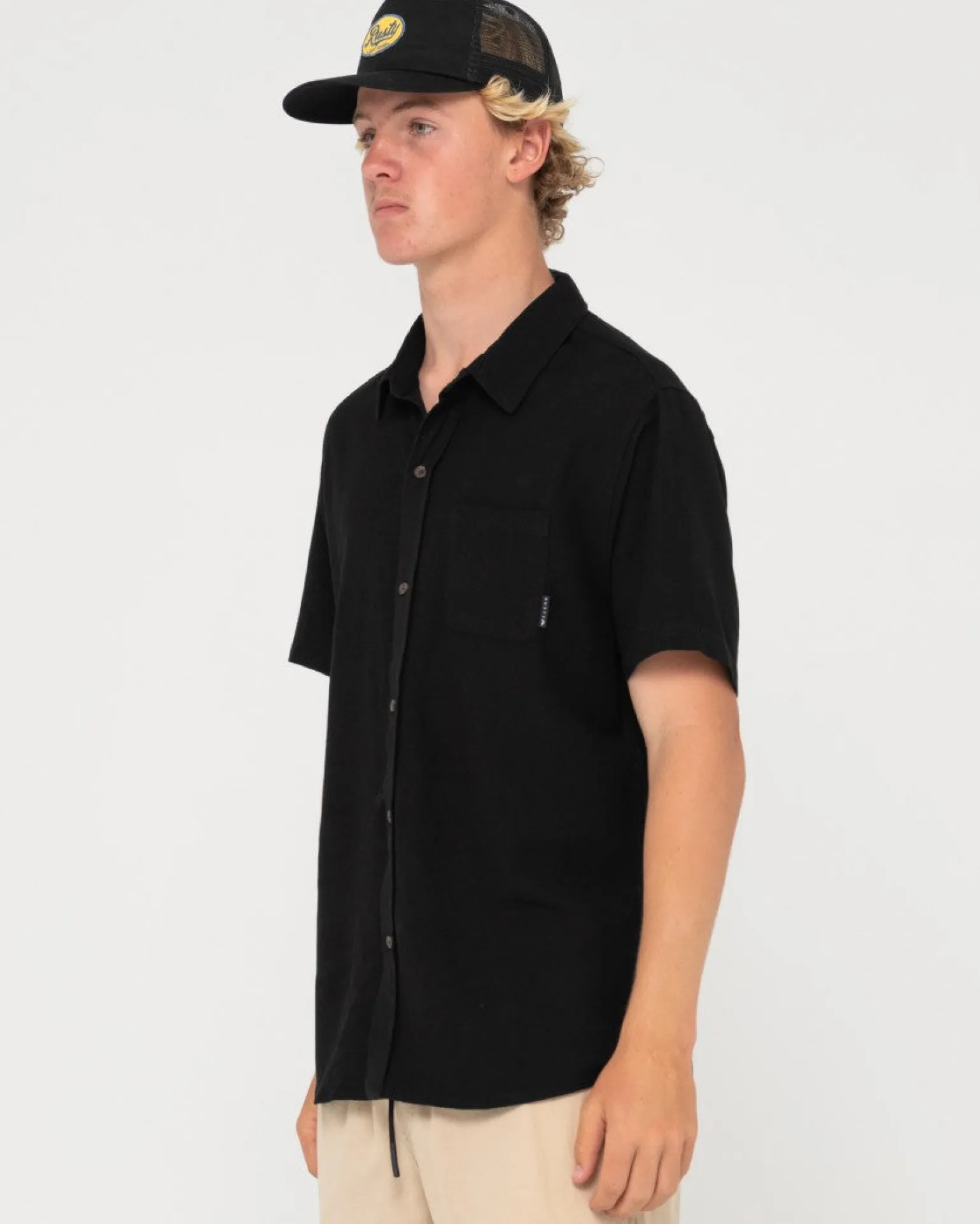 Overtone Short Sleeve Linen Shirt | Rusty Best