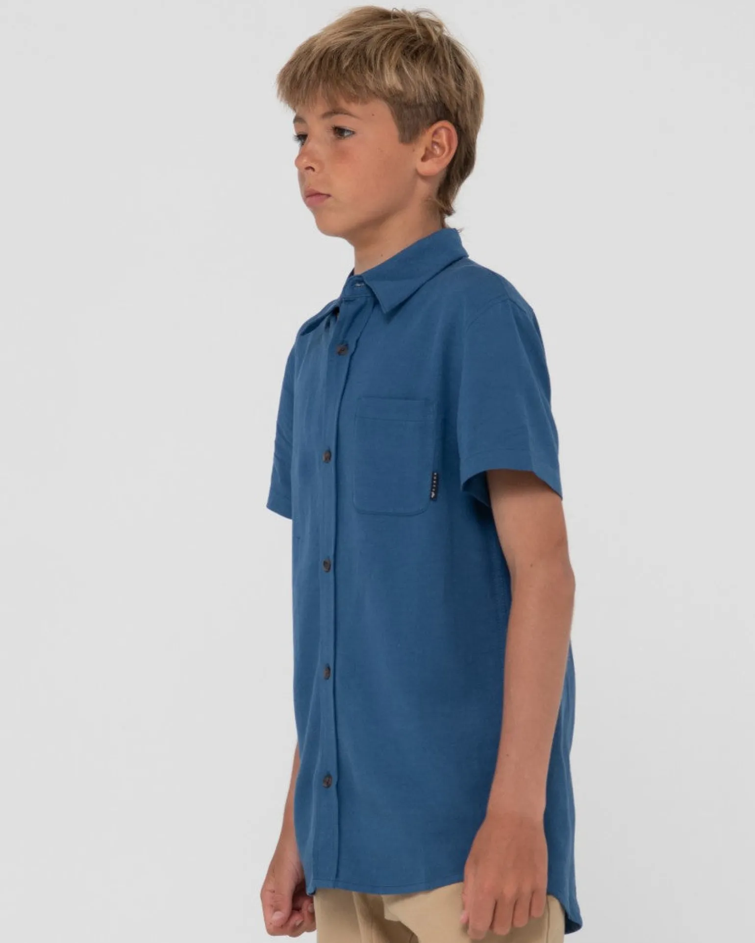 Overtone Short Sleeve Linen Shirt Boys | Rusty Cheap