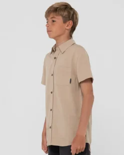 Overtone Short Sleeve Linen Shirt Boys | Rusty Flash Sale