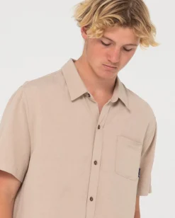 Overtone Short Sleeve Linen Shirt | Rusty Sale