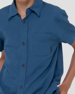 Overtone Short Sleeve Linen Shirt Boys | Rusty Cheap