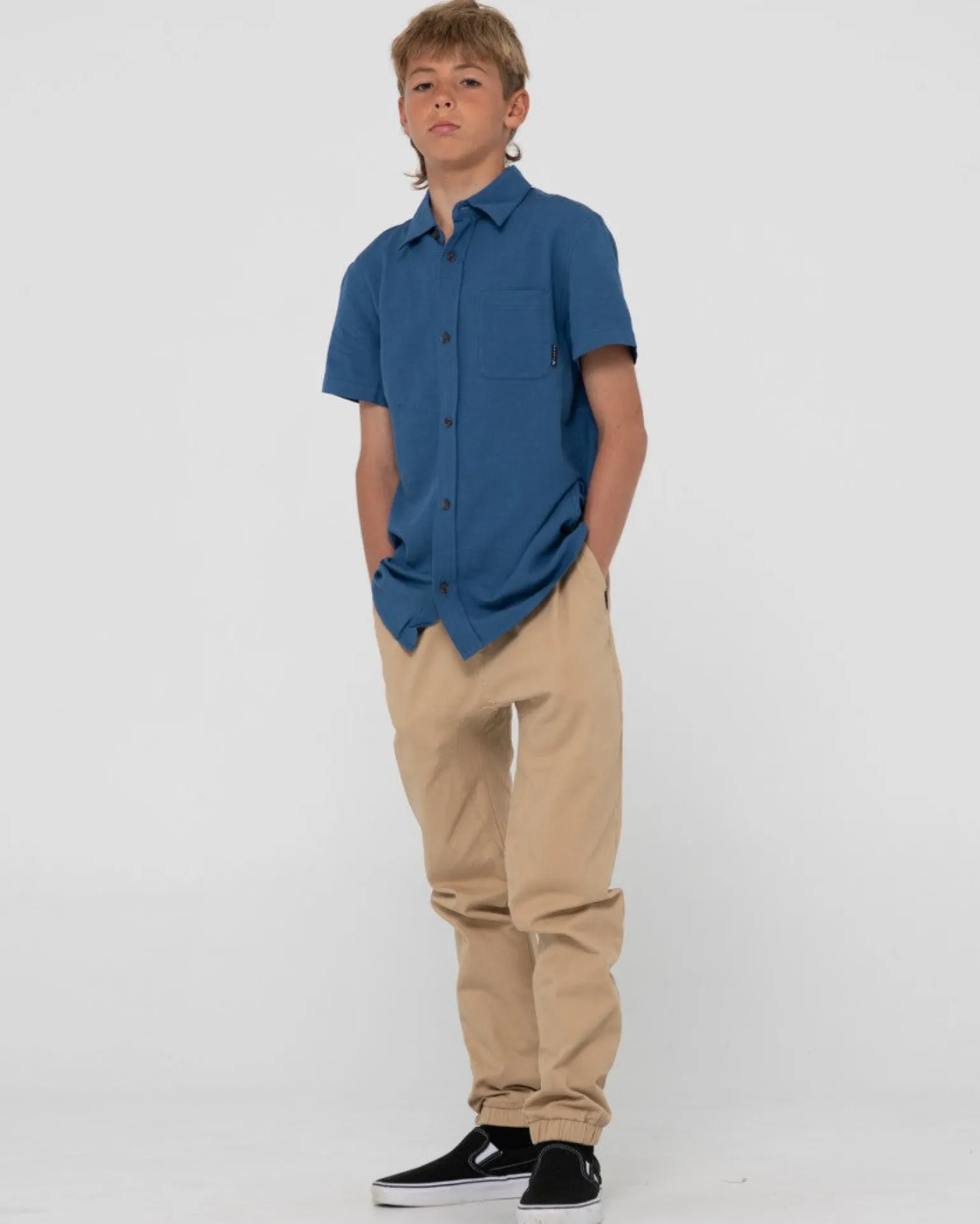 Overtone Short Sleeve Linen Shirt Boys | Rusty Cheap