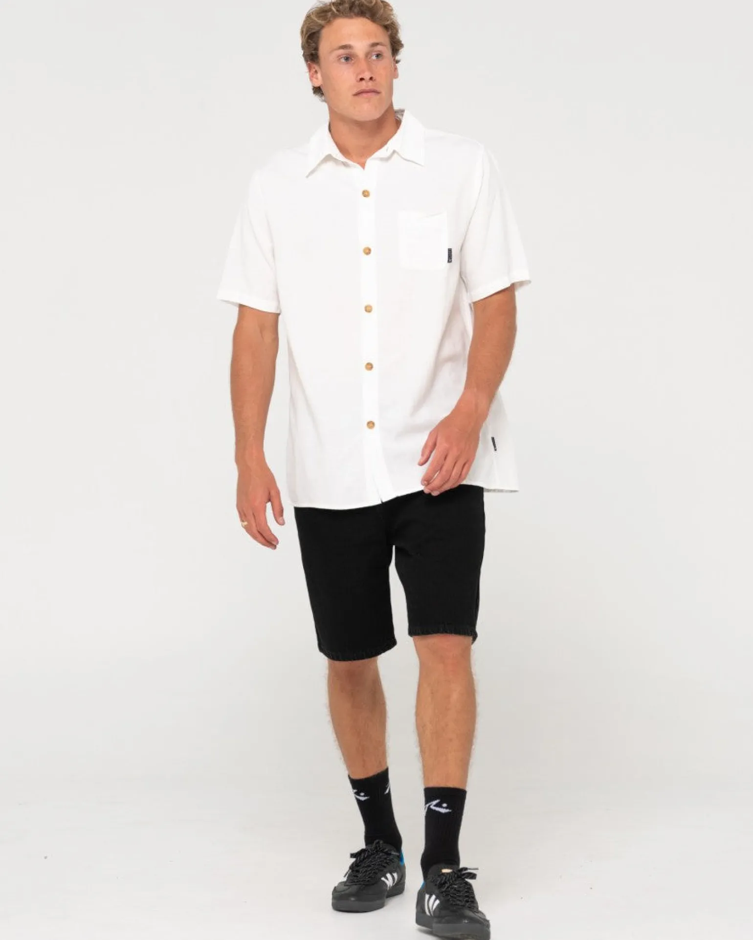 Overtone Short Sleeve Linen Shirt | Rusty Best