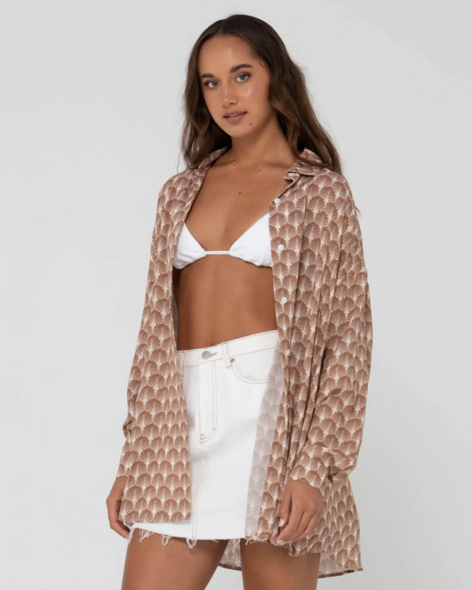 Panama Printed Oversized Long Sleeve Shirt | Rusty Hot