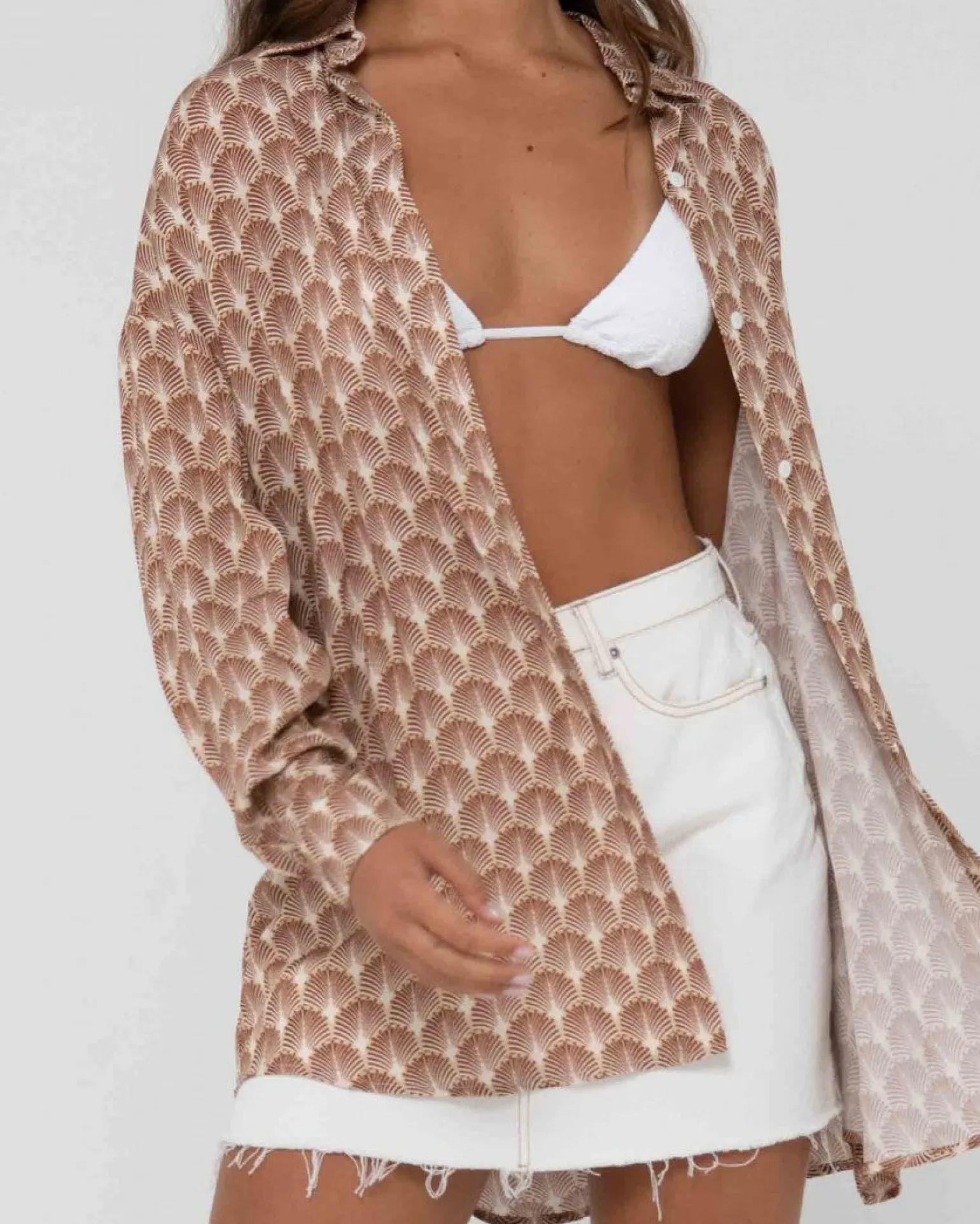 Panama Printed Oversized Long Sleeve Shirt | Rusty Hot