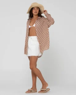 Panama Printed Oversized Long Sleeve Shirt | Rusty Cheap