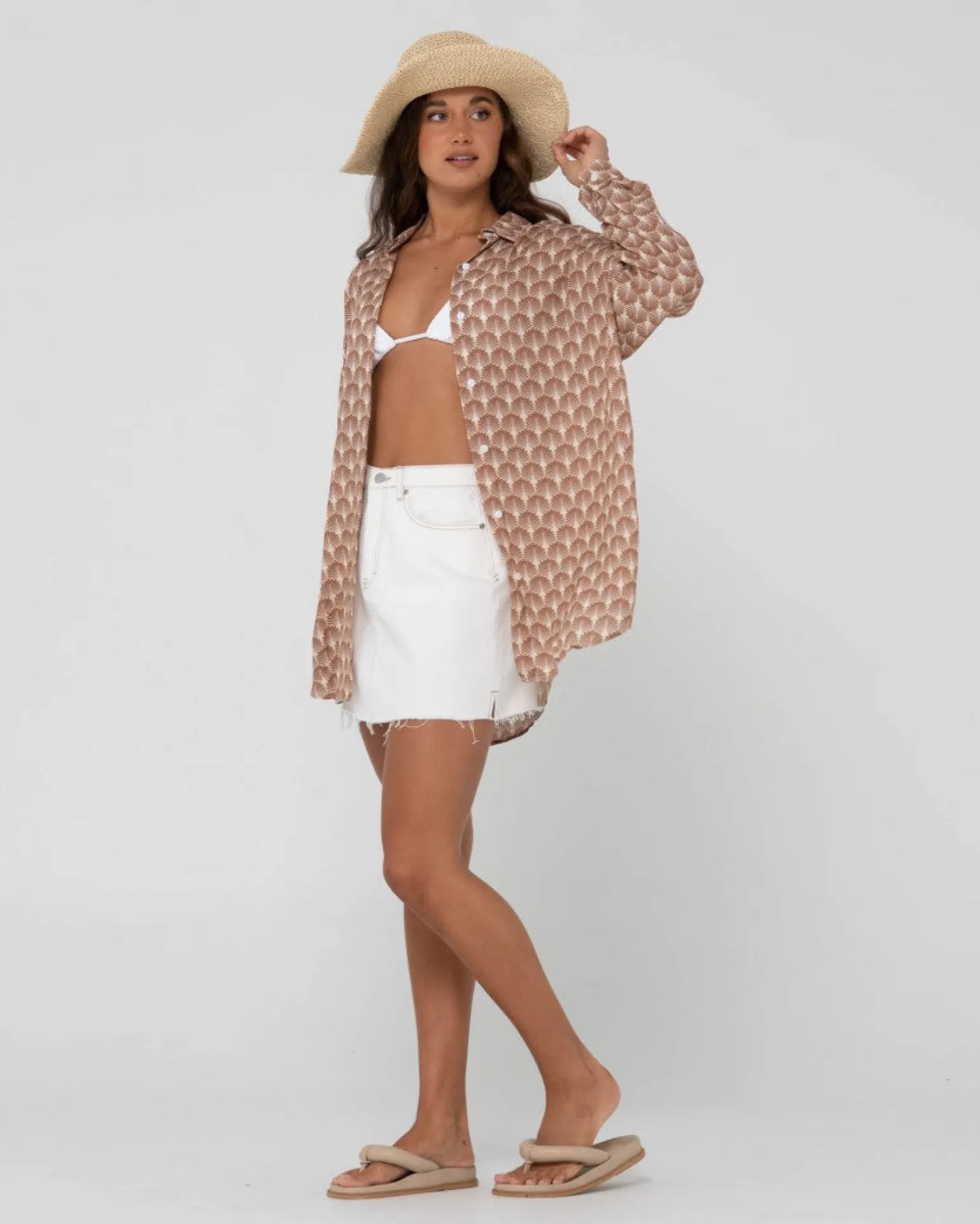 Panama Printed Oversized Long Sleeve Shirt | Rusty Hot