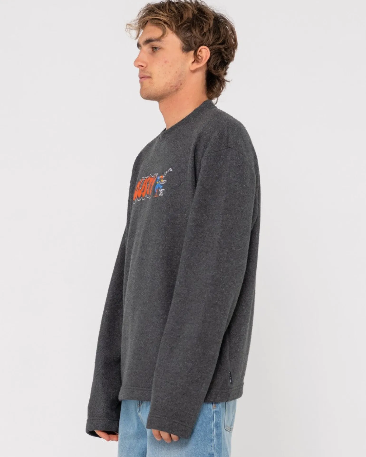 Party Of One Embroidered Rib Crew | Rusty Hot