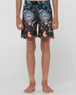 Paste Up Printed Elastic Boardshort Boys | Rusty Hot